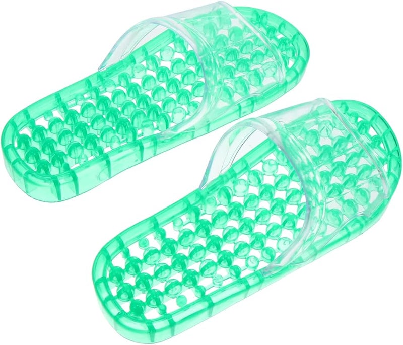 Crystal Massaging Hollowed Shower Slippers Quick Drying Non Slip Green Size 11 For Men And Women - Image 1